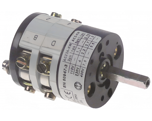 Переключатель поворотный BREMAS 0-1-2 20 A ось 5x5 мм 4 полюса для MBM