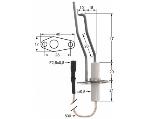 Электрод зажигания 196.100769 service parts uni