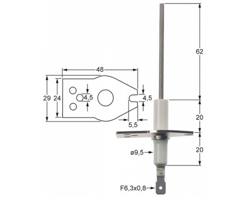 Электрод зажигания 196.101784 service parts uni