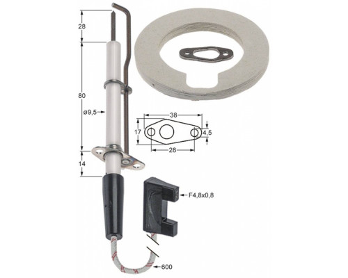 Электрод зажигания 196.102883 service parts uni
