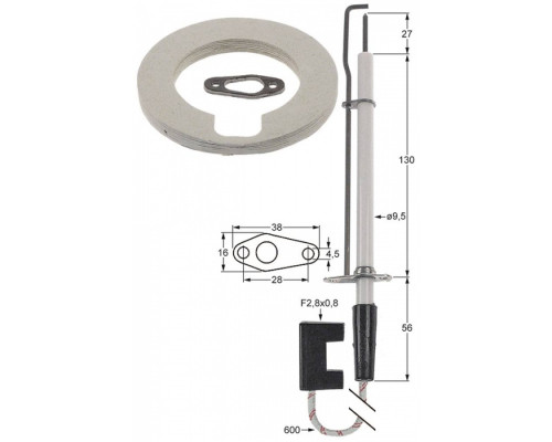 Электрод зажигания 27 мм для парогенератора RATIONAL, арт. 87.00.662