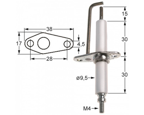 Электрод зажигания 196.104785 service parts uni
