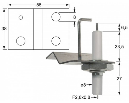 Электрод зажигания 196.107355 service parts uni