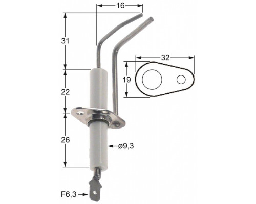 Электрод зажигания 196.107665 service parts uni
